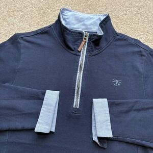 Lighthouse Sweatshirt Womens US 10 Navy Blue Quarter Zip Mock Neck Pullover